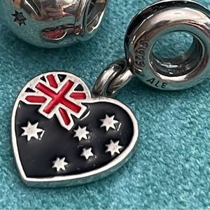 EUC Authentic PANDORA Australian Heart Flag Pendant Charm